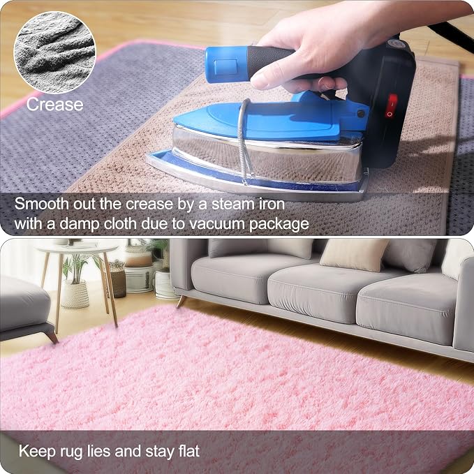 qulint 9x12 Rugs for Living Room, Large Fluffy Pink Area Rugs for Bedroom - Image 5