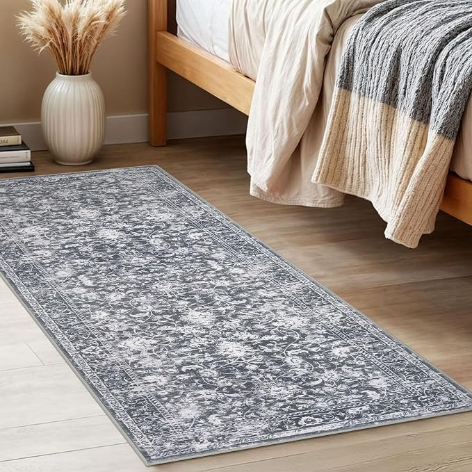 KILOCOCO Hallway Runner 2x5 Kitchen Runner Rug Printed Vintage Floral Washable - Image 3