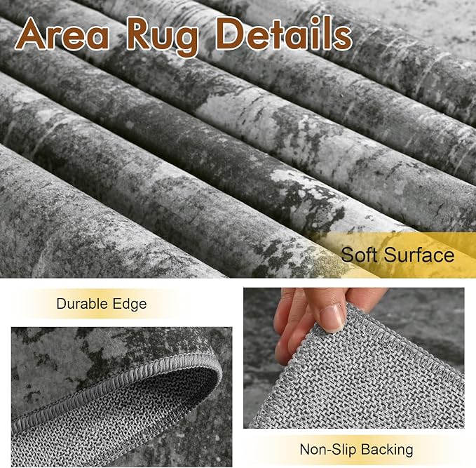 2x6 Ft Washable Runner Rug, Non-Slip Low Pile Hallway Kitchen Area Rug - Image 4