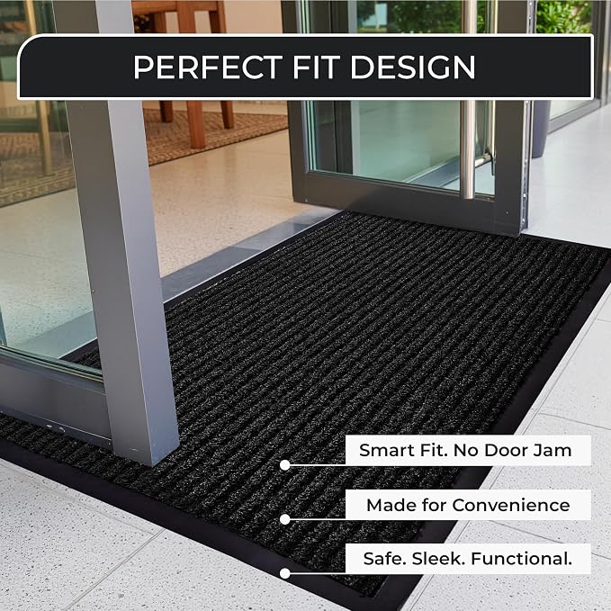 Large Door Mat 3' x 5' Black, Heavy Duty Commercial Floor Mat, Industrial Floor - Image 4