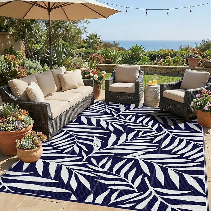Smiry Outdoor Rug 9x12 ft, Waterproof Reversible Plastic Straw Rugs, Outdoor by Smiry