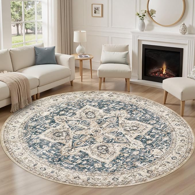 Tortania 8' Round Area Rug Living Room Rugs - Image 5
