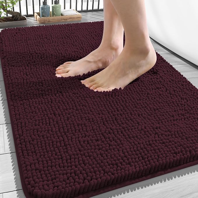 OLANLY Bathroom Rugs 34x21, Extra Soft Absorbent Chenille Bath Rugs, Rubber by OLANLY