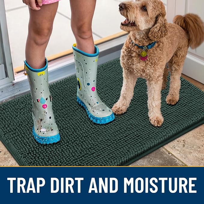 Smiry Dog Door Mat for Muddy Paws 36x24, Absorbent Dirt Trapper, Non-Slip - Image 3