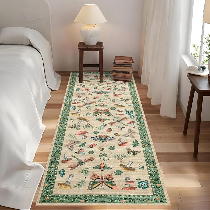Mushroom Insect 2x6 Runner Rug for Hallway Washable Kitchen Rugs Non Slip - Image 2