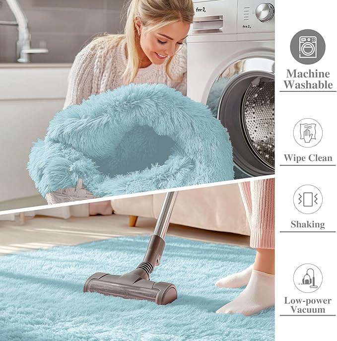 OLANLY Area Rugs for Living Room Bedroom, Machine Washable 4x5.9 ft Soft Fluffy - Image 2