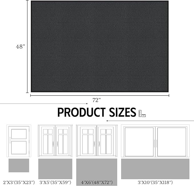 Front Door Mat 4' x 6', Heavy Duty Door Mat Outside Entrance, Non-Slip Welcome - Image 2