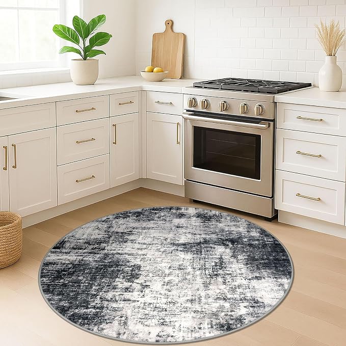 IOHOUZE Round Area Rug 5 Ft Circle Entryway Rugs Round Washable Door Mat Indoor - Image 3