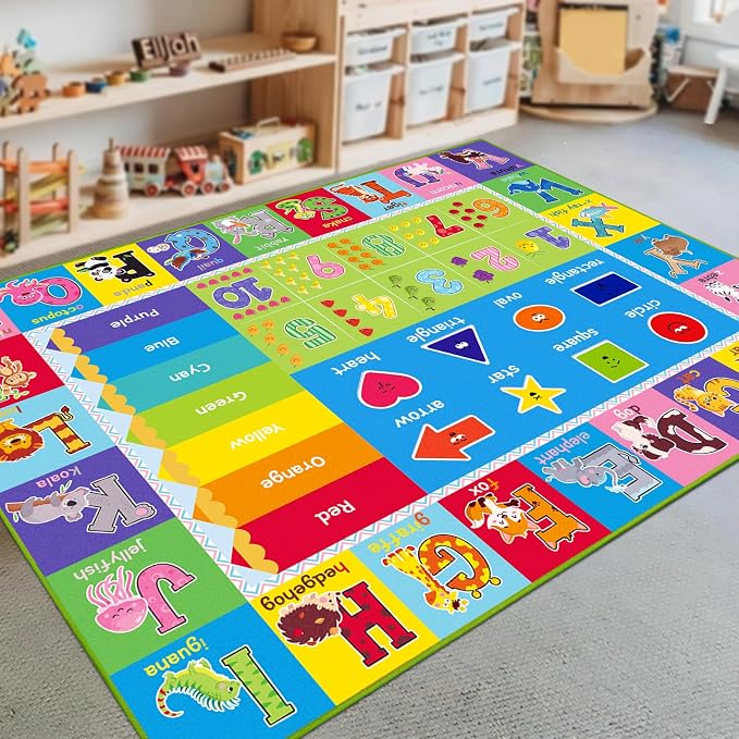 Kids Rug for Playroom, ABC Carpet Educational Play Mat for Kids, Preschool Rugs by Unknown