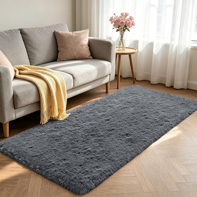 Shag Runner Rug for Bedroom Living Room 2x6 Upgrade Non-Slip Fluffy Soft - Image 2