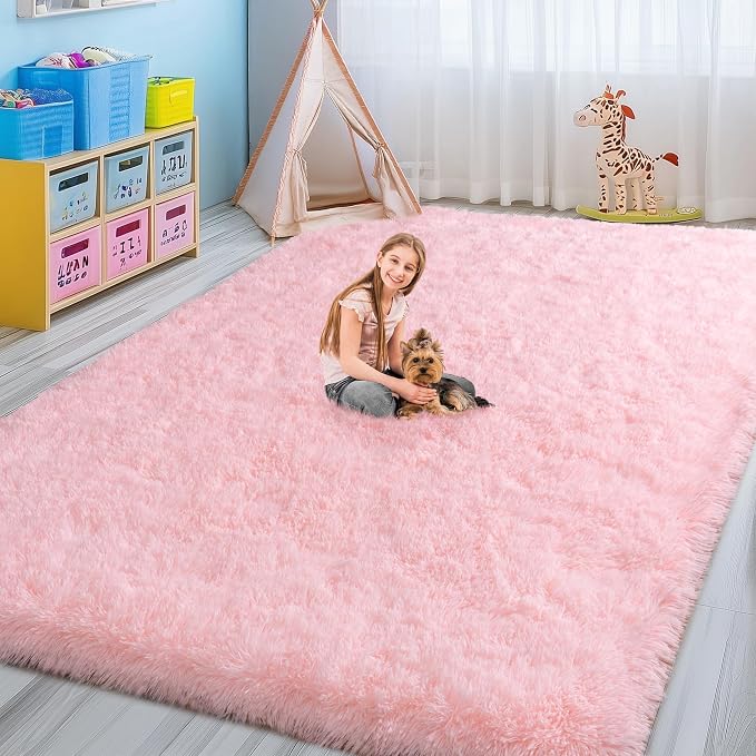 Large Shag Rugs 6 x 9, Soft Fluffy Fuzzy Plush Carpet, Anti-Skid Shaggy Rug - Image 3