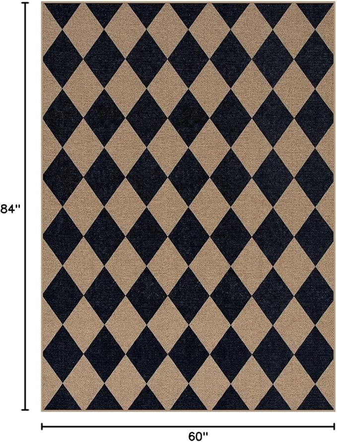 Lahome Colette Checkered Easy Jute Outdoor Rug, 5x7 Area Rugs - Image 2