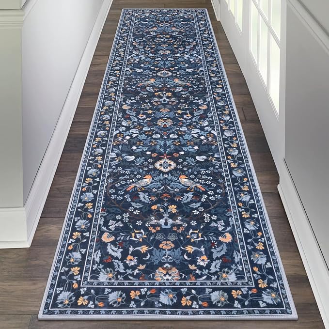 HEBE Washable Hallway Runner Rug 2'x 8' Non Slip Kitchen Rugs Runner, Low Pile by HEBE