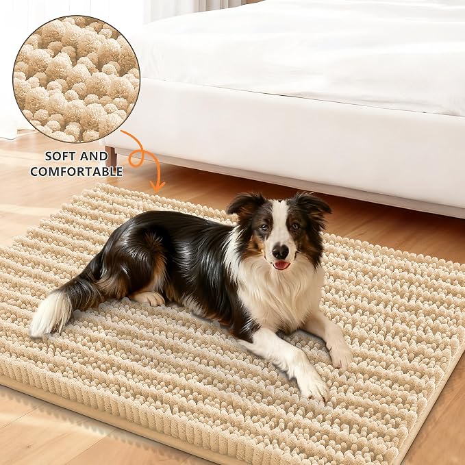 Smiry Dog Door Mat for Muddy Paws 44x24, Absorbent Dirt Trapper, Non-Slip - Image 2