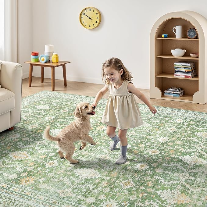 Lofus 5x7 Area Rug for Living Room, Light Green Washable Area Rugs - Image 5