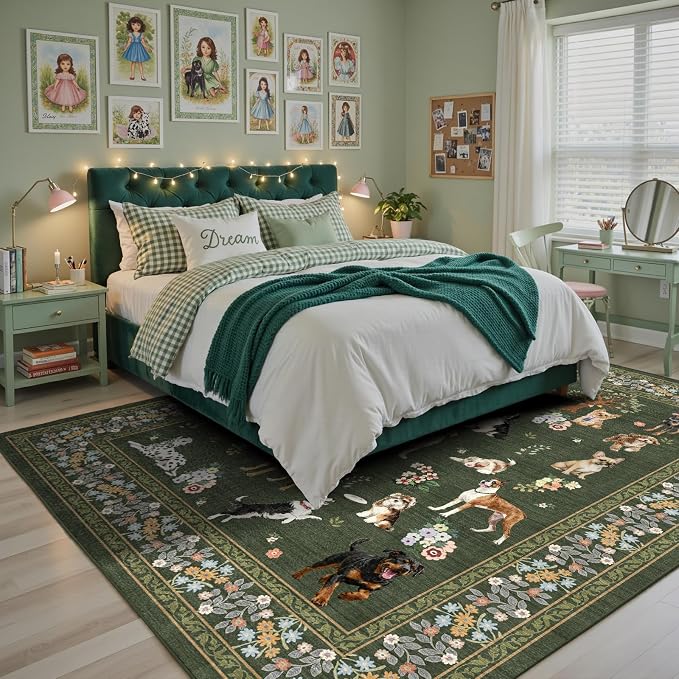 Dogs Area Rugs 5x7, Rug for Bedroom Ultra-Thin Soft, Non-Slip Washable Rugs - Image 5
