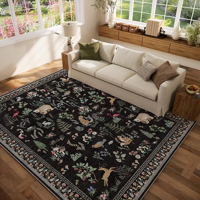 6x9 Area Rugs for Living Room: Washable Rug Vintage Rugs Stain Resistant Non - Image 8
