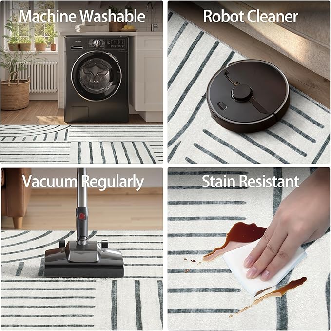 DCX Abstract Machine Washable 6x9 Rug, Soft Low Pile Non Slip Carpet, Kid & Pet - Image 6