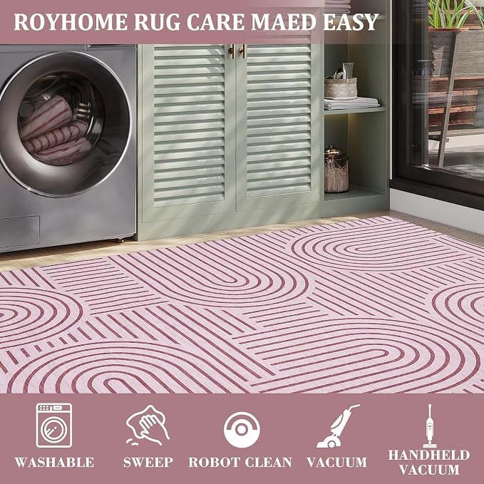 ROYHOME Modern Rug 2x6 Runners for Hallways, Abstract Kitchen Runner Rugs Non - Image 5