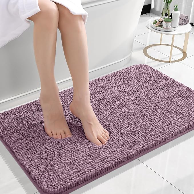 OLANLY Small Bathroom Rugs 24x16, Extra Soft Absorbent Chenille Bath Rugs by OLANLY