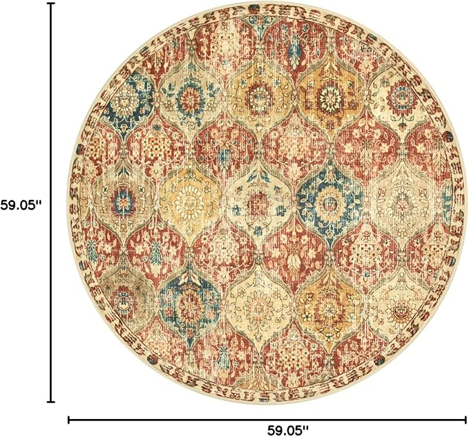 Lahome Moroccan Trellis Washable Round Area Rug, Round Rug 5ft Soft Non-Slip - Image 2
