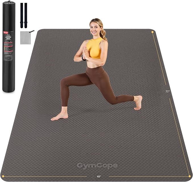 Extra Large Yoga Mat – 72"x48" or 78"x57", 1/4"–1/2" Thick Mat by GymCope
