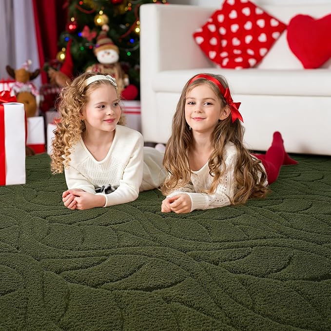 3x5 Olive Green Washable Area Rug - Image 3