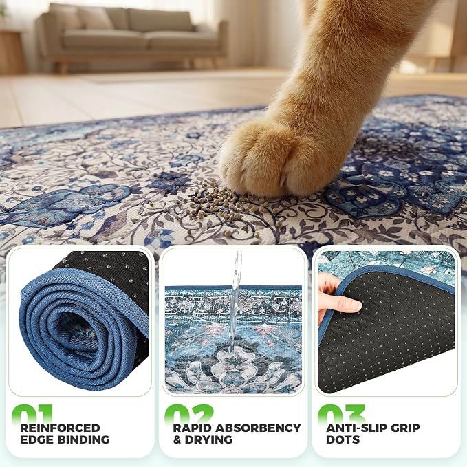 Hompet Cat Litter Mat 2 Pack, 24x60 Large Machine Washable Trapping Mats - Image 5