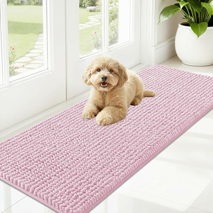 OLANLY Dog Door Mat for Muddy Paws 59x20, Ultra Absorbent Chenille Mud Doormat by OLANLY