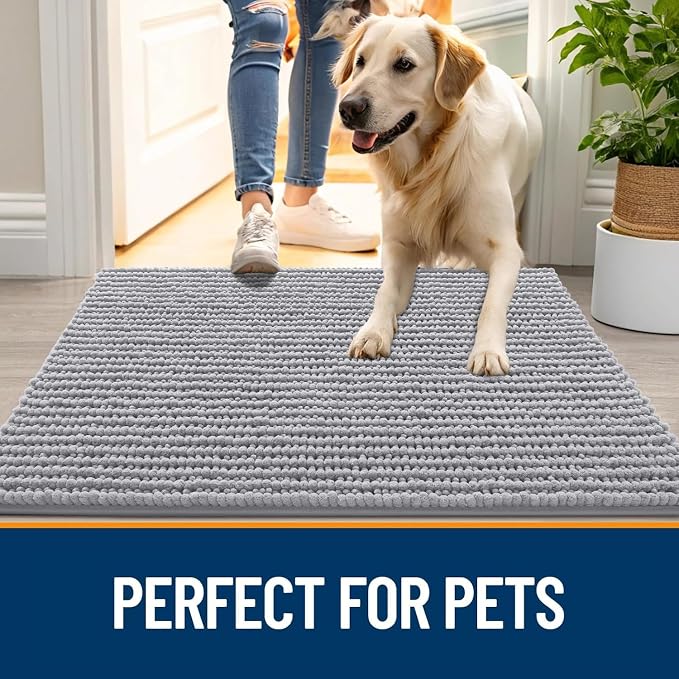 OLANLY Dog Door Mat for Muddy Paws 59x20, Ultra Absorbent Chenille Mud Doormat - Image 6