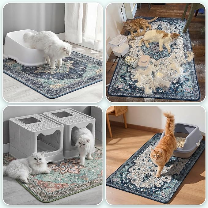 Hompet Cat Litter Mat 2 Pack, 54x54 Large Machine Washable Trapping Mats - Image 4