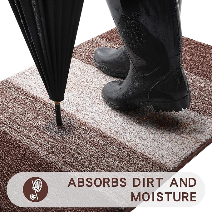 Kitinjoy Indoor Outdoor Door Mat, 54x24 Non-Slip Absorbent Dirt Trapper - Image 2