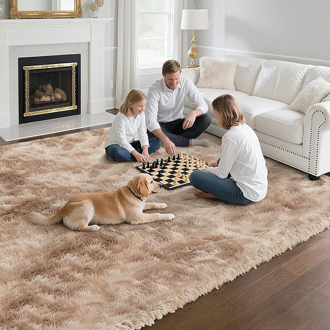 Fluffy Rug Shag Area Rug, Mottling Beige 4x6 Area Rugs - Image 4