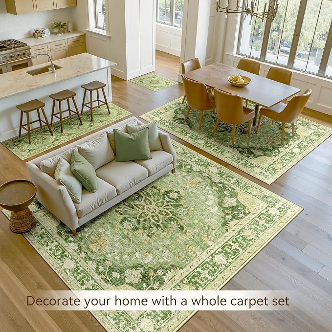 RELEANY Area Rugs 3'x5' Washable Non-Slip, Floral Vintage Distress Medallion - Image 4