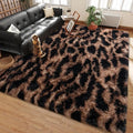 Shag Rugs for Bedroom, 4x6 Tie-Dyed Brown Leopard Soft Fuzzy Rugs for Living by Ailyei