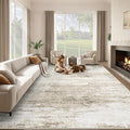 Washable Rug 9x12 Area Rugs for Living Room: Large Neutral Soft Rug Abstract by LOSBULAKE