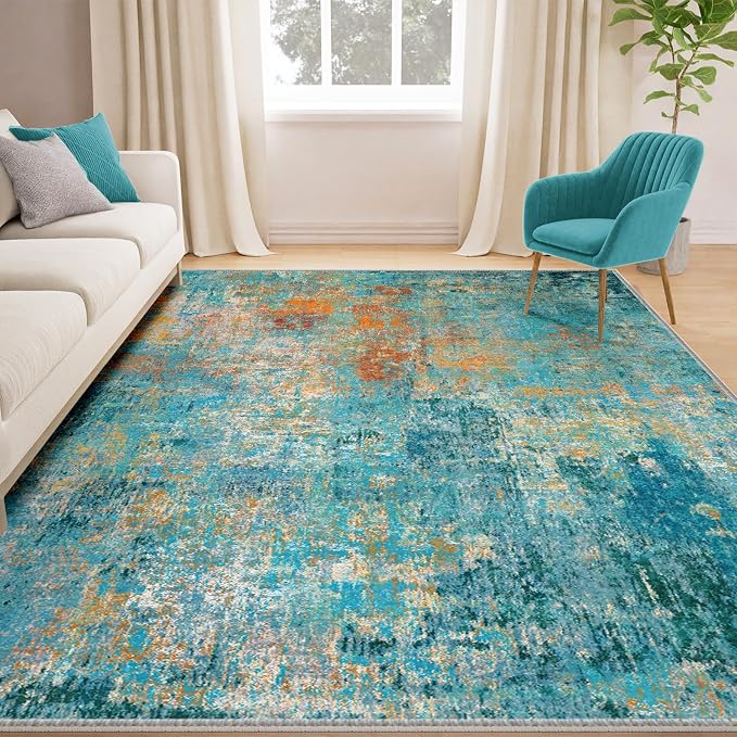 RELEANY Washable Area Rugs 5'x8' Non-Slip Modern Abstract Soft - Image 9