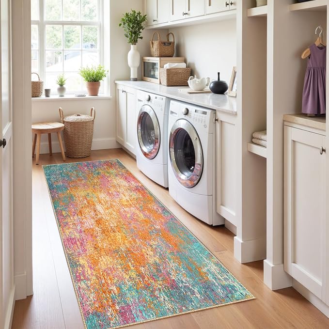 RELEANY Washable Area Rugs 2'x6' Non-Slip Modern Abstract Soft - Image 3