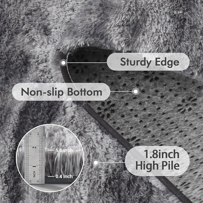 Area Rugs for Living Room, Tie-Dyed 5x7 Feet Soft Fluffy Shagg Plush Rug High - Image 5