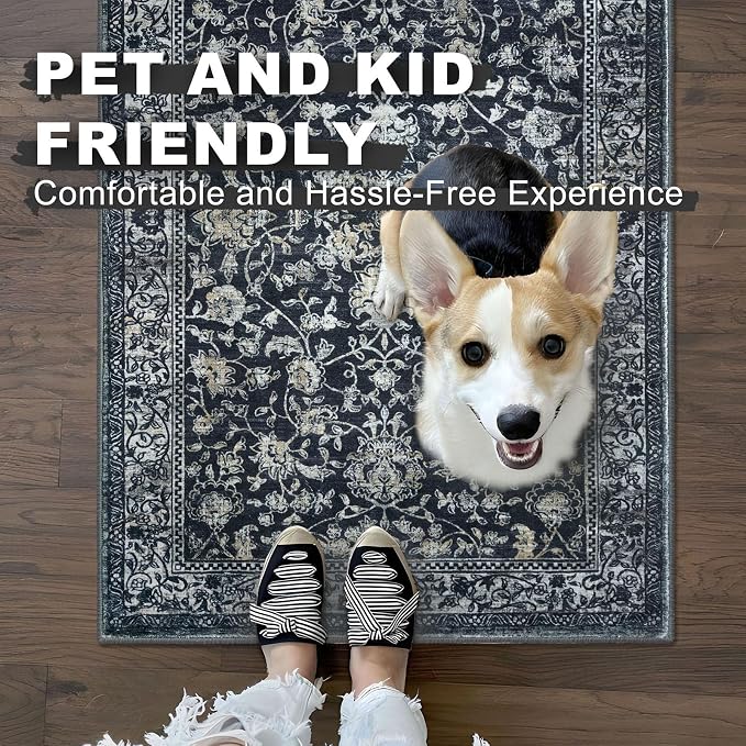 KILOCOCO Runner for Hallway 3x16 Runner Rug Printed Vintage Floral Washable Rug - Image 4