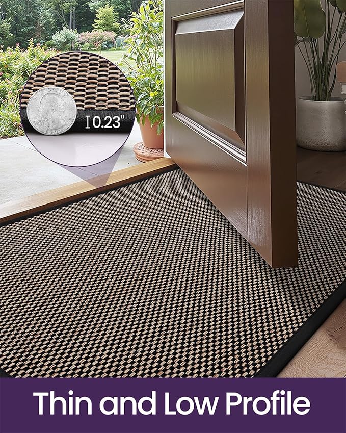 DEXI Ultra Thin Entryway Indoor Door Mat 17x30, Non Slip Rubber Backing Inside - Image 4