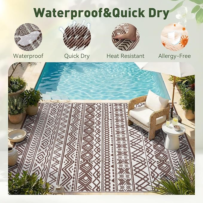 MontVoo Outdoor Rug Carpet Waterproof 5x8 Outdoor Patio Rug Mat Reverisble - Image 4