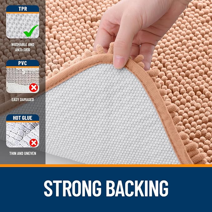 OLANLY Bathroom Rugs 34x21, Extra Soft Absorbent Chenille Bath Rugs, Rubber - Image 6