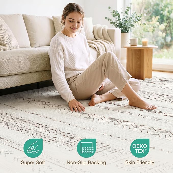 cotiled 12x15 Area Rugs Living Room Rug: Washable Boho Rugs - Image 4