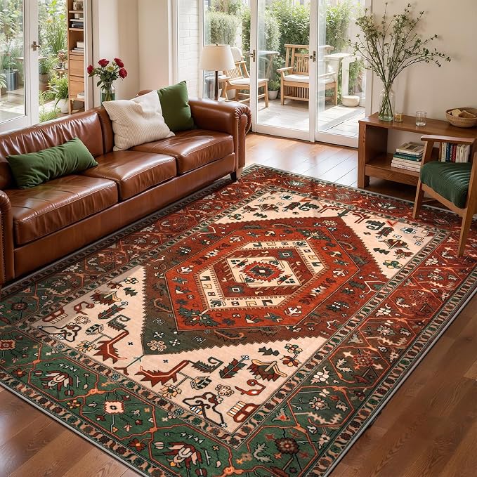 SERISSA Area Rug 3x5 Boho Rugs for Bedroom, Washable Non-Slip Living Room Rug - Image 3