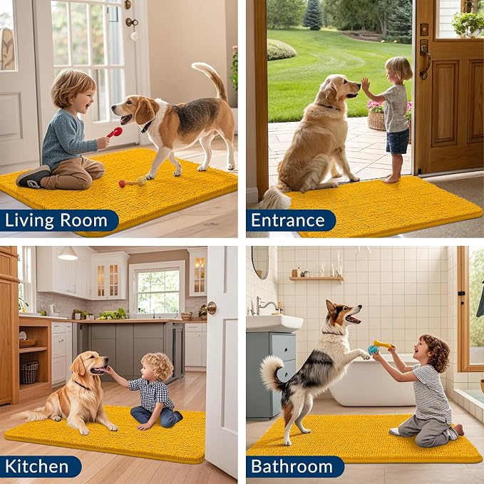 Smiry Dog Door Mat for Muddy Paws 30x17, Absorbent Dirt Trapper, Non-Slip - Image 7