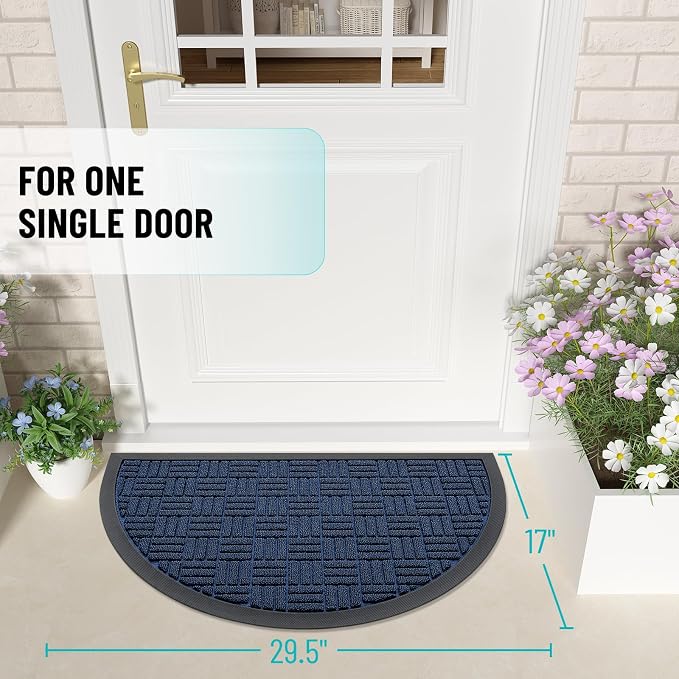 OLANLY Half Circle Door Mat Outside Entrance 29.5x17, Heavy Duty Sturdy Natural - Image 2