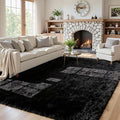 5x8 Area Rugs for Living Room: Soft Fluffy Shag Black Rugs for Bedroom by CarpetAddColortoYourLife