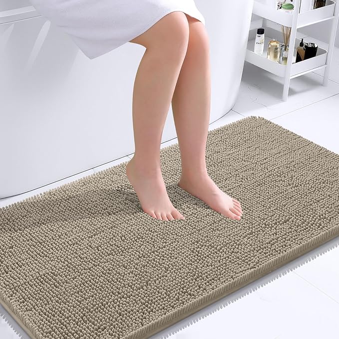 OLANLY Large Bathroom Rugs 40x24, Extra Soft Absorbent Chenille Bath Rugs by OLANLY