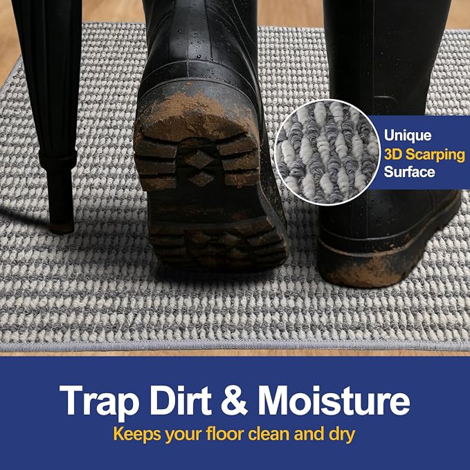 Dirt Trapping Door Mat 32x48, 3D Scarping Surface Doormat - Image 2